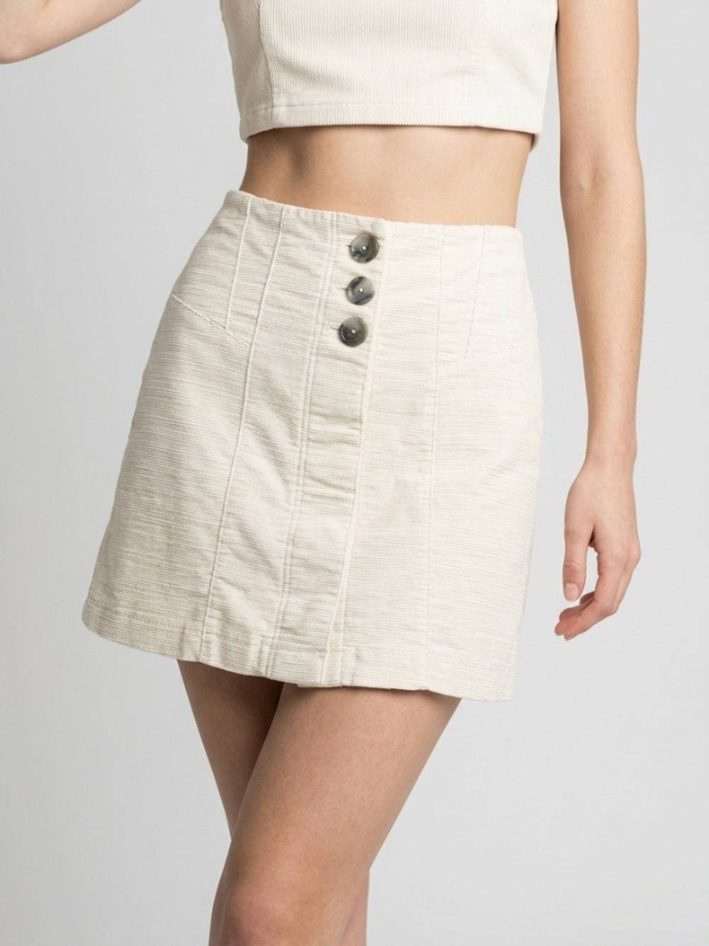 Free People High Waist Button Skirt Womens Medium Boho Chic Festival Country